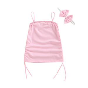 Vestido de Verano 2022 para Niñas, Color Sólido, con Cordón Ajustable, Estilo Halter, Ropa Infantil de Boutique, Venta al Por Mayor - Product Image 3