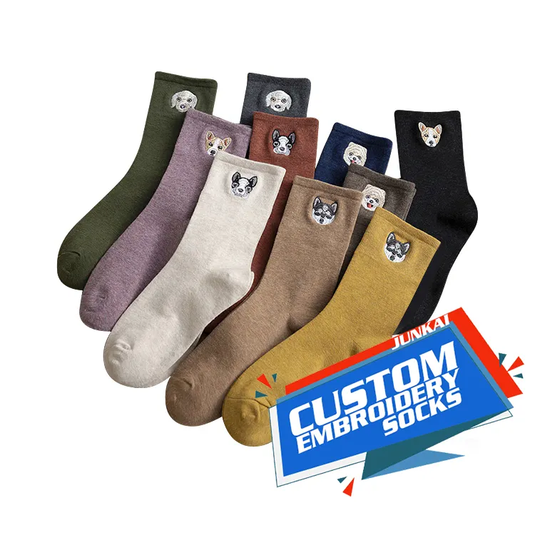 Custom Made Design Homens Meias Esportivas Bordado Custom Logo Socks Cartoon Padrão Bordado Custom Socks