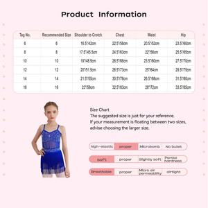 Traje de Danza Latina para Niñas de 6 a 16 Años, Vestido de Leotardo de una Pieza, Ropa de Danza para Competencias, Espectáculos, Baile de Salón y Danza Contemporánea - Product Image 6