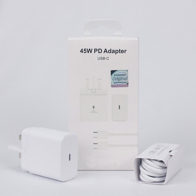 45W Super Fast Charger for Samsung Galaxy S20 S21Power Adapter US EU UK Plug USB-C PD Quick Charger