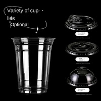 Gobelets en plastique PET jetables à paroi simple de 90 mm pour café, thé au lait, avec couvercle épais hautement perméable, vente en gros par boîte entière, livraison gratuite