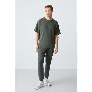 Ensemble de survêtement pour homme en coton kaki, épais, doux, texturé, coupe ample, basique - 85261 - Kaki/khaki - Product Image 1