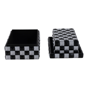 Scatola Decorativa a Quadretti per Conservazione Oggetti, Moderna Scatola Portagioie con Coperchio per Soggiorno, Arredamento Contemporaneo - Product Image 4