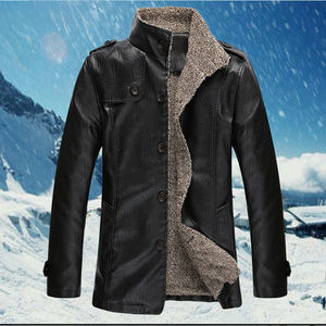 سترة رجالية سميكة من الجلد الصناعي بياقة قائمة-معطف شتوي كاجوال للأعمال ، أحجام كبيرة لتجار الجملة بالجملة - Product Image 4