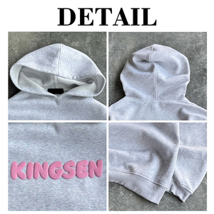 Sweat à capuche unisexe personnalisé avec logo 3D de haute qualité, en coton, surdimensionné, avec impression par transfert thermique en relief pour hommes - Product Image 6