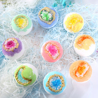 Grandes bombes de bain turquoise géode en cristal faites à la main pour femmes huiles essentielles relaxantes pour hydrater les peaux sèches-coffret cadeau