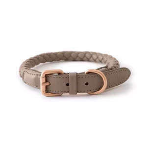 <span class=keywords><strong>Collar</strong></span> de cuerda de perro hecho a mano personalizado, correa a juego, cuero vegano trenzado ligero de lujo ecológico para perros pequeños - Product Image 1