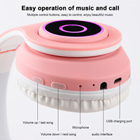 Casque de chat Macaron, casque sans fil, Microphone, carte TF, pour enfants, casque de jeu mignon pour filles, oreille de chat