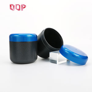 Pot en plastique HDPE noir personnalisé de 18 oz, 26 oz, 30 oz avec bouchon à vis bleu pour poudre de protéines, gommage corporel, poudre de lait, service OEM - Product Image 1