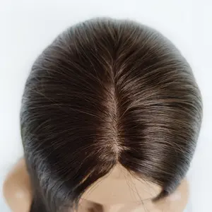 Beautiful Natural Real Scalp Virgin Remy Women Human Hair Topper Free Part Silk Base