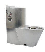 WC mural monobloc en acier inoxydable 304 avec évacuation en P, intégrant lavabo latéral, facile à nettoyer, pour salle de bain, à chasse lente