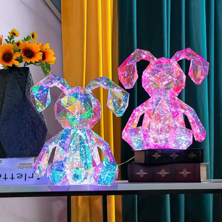 Novelty Holographic LED Light Glowing Rabbit Toy Voice-controlled ...