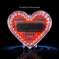 Kit électronique DIY 25/32 LED RGB multicolore à effet d'eau courante, carte de pratique de soudure DIY en forme de cœur pour l'école