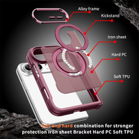 Étui de protection antichoc de luxe pour iPhone Duo Duo Fold avec support rotatif en métal et aimant, finition mate