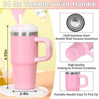 Vente en gros de gobelets isothermes en acier inoxydable 304 de grande capacité de 14 oz avec poignée, gobelet de voiture, paille, bouteille sous vide pour cadeaux d'affaires
