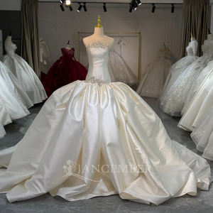 Xs254 Modern Elegant Bridal Wedding <b>Dress</b> Beaded Bodice Appliques Chapel Floor-Length Backless Satin Ball <b>Gown</b> Skirt for - Product Image 6