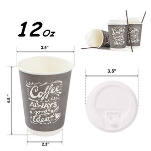 Tasse à café jetable en <span class=keywords><strong>carton</strong></span> solide à double paroi, 8oz,12oz, avec couvercle, tasses à café personnalisées - Product Image 6