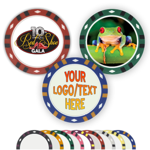 Fichas de póquer personalizadas a todo color de 12 gramos con bandeja de impresión directa de diseño de 12 rayas incluida - Product Image 1