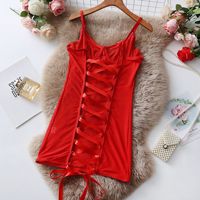 ODM & OEM body à lacets nuisette robe de nuit découpe cravate dos nu robe femmes voir à travers la lingerie sexy
