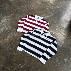 Chemise à manches longues personnalisée, t-shirt décontracté surdimensionné à manches longues, chemise de rugby rayée, chemise polo, chemises de créateur pour hommes, vente en gros - Product Image 1