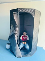 Tente de sauna acrylique portable moderne - Ensemble de sauna vapeur électrique pliable pour tout le corps avec chambre à vapeur domestique de 3 litres