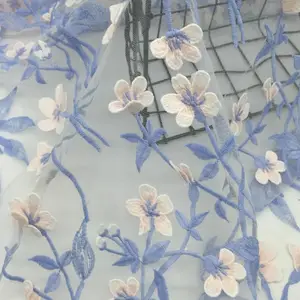 Düğün için 2023 lüks 3D nakış beyaz çiçek dantel kumaş