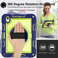 Housse et étui antichoc robustes pour tablette iPad 11e génération A16 11 pouces avec sangle de maintien rotative à 360 degrés et béquille