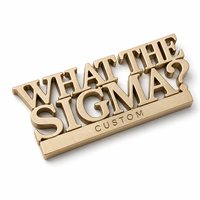 Placa de Identificación Personalizada de Lujo con Letras en Relieve 3D, Aleación de Zinc, Acabado Mate Dorado, Sigma Meme, para Ropa, Logotipo Metálico Personalizado
