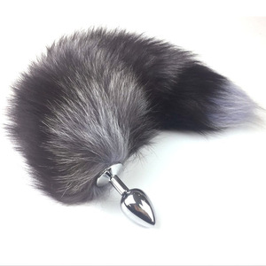 Fox <b>Tail</b> Anal <b>Plug</b> With Faux Fur For Adult Use Flirting Toy Silver Metal Insertion Piece - Product Image 1