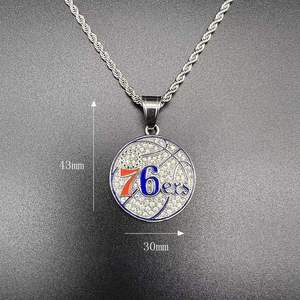 <span class=keywords><strong>Collier</strong></span> pendentif Hip Hop Iced Out CZ Basketball Philadelphia 76ers en acier inoxydable imperméable et anti-ternissement, bijoux de mode - Product Image 5