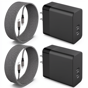 <span class=keywords><strong>Chargeur</strong></span> USB-C rapide 45W à <span class=keywords><strong>2</strong></span> ports avec câble tressé, lot de <span class=keywords><strong>2</strong></span> pour S24/S23/S22/S20/Note10+/<span class=keywords><strong>Tab</strong></span> S9 et tablettes - Product Image 1