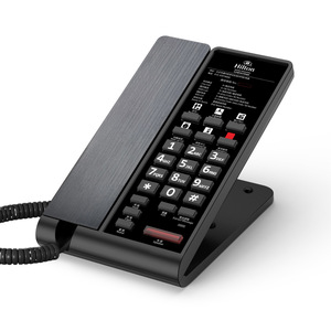 Téléphone mural Hilton pour chambre d'hôtel, en plastique noir, mains libres, avec fonction de recomposition et mémoire de numéros, pour l'accueil. - Product Image 1