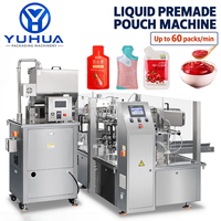 Machine de remplissage et d'emballage de sachets préformés à bec verseur et à fermeture éclair pour la pâte de tomate et les jus, entièrement automatique, certifiée CE