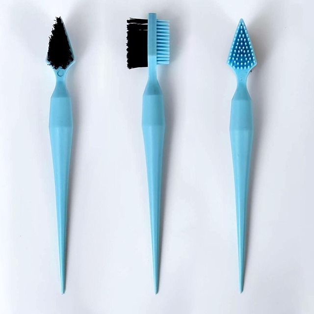 Women's Multifunctional Double-Sided Eyebrow and Edge Comb Plastic Handle Edge Control Brush
