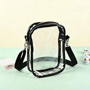 Custom PVC Waterproof Clear Crossbody Shoulder Shopping Bag New Fashionable <b>Purse</b> Zipper Bag Environment Friendly <b>Long</b> Handle - Product Image 4