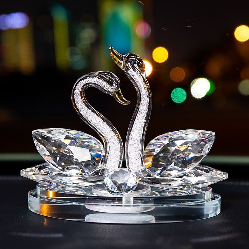 Adorno De Cisne De Cristal Para Decoración, 15x10x8 Cm, Varios Colores, Elegante Y Brillante