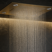 Système de douche thermostatique intelligent moderne OEM, mitigeur mural en laiton carré avec cartouche céramique, finition or brossé, pour hôtels et villas, avec fonctions pluie, pause et jet doux