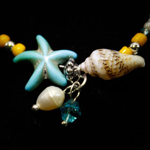 Pulsera de Tobillo <span class=keywords><strong>Tejida</strong></span> con Cuentas de Vidrio, Perlas y Estrellas de Mar Estilo Bohemio para Mujer GAB003 - Product Image 4