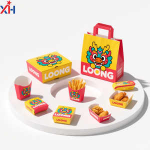 Kotak makanan cepat sekali pakai kustom kotak kertas cetak karton Burger ayam goreng Prancis anjing panas dan makanan - Product Image 4