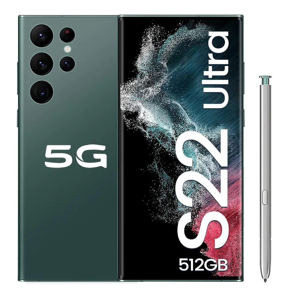S22 + Ponsel Pintar Android 512 Tampilan Penuh, Ponsel Pintar 16Mp + 32Mp 12Gb + 10.0 Gb ULTRA Asli