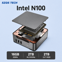 Mini PC GK3 Plus N100, Intel de 12.ª Generación, Cuatro Núcleos, 8 GB/16 GB DDR4 LPDDR5, SSD de 128 GB, Pantalla Dual VGA, Pantalla Triple, Windows 11