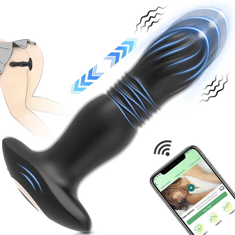 App uzaktan kumanda kablosuz Anal Plug yetişkin seks ürünleri eşek mastürbasyon teleskopik titreşimli fiş Anal erkekler için