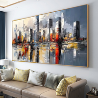 Peinture à l'huile acrylique texturée sur toile, faite à la main, abstraite moderne, épaisse, motif New York, décoration murale pour la maison, vente en gros