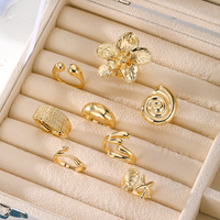 KISSWIFE Lot de 8 bagues d'été pour femme, motifs étoile de mer, coquillage et géométriques irréguliers, coffret cadeau tendance