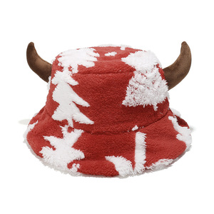 Unisex unico divertente di natale cappello di peluche 3D ricamato corno pescatore velluto a coste inverno cappello impermeabile 100% poliestere immagine - Product Image 3