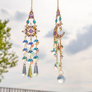 Campana de Viento de Cristal con Diamantes de Colores Colgantes, <span class=keywords><strong>Sol</strong></span> y Luna, Arcoíris para Jardín, Adorno Hecho a Mano para Decoración de Pared <span class=keywords><strong>del</strong></span> Hogar - Product Image 6