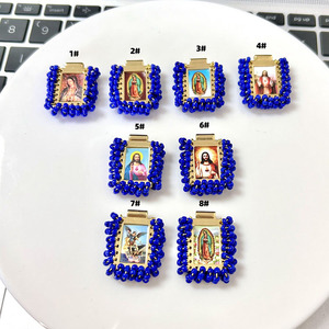 JS1822 fait à la main graine perlée or vierge marie Madonna scapulaire pendentif breloques bracelets religieux scapulaire fournitures catholiques - Product Image 5