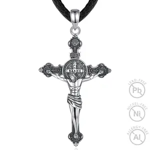 Merryshine Patron Protection Jewelry tarnish free 925 Sterling silver religious jesus crucifix cross pendant necklace