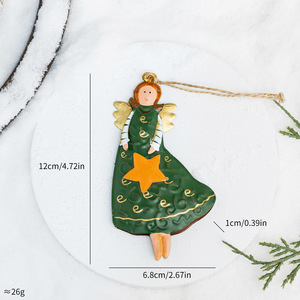 Décoration de Noël, ange en fer forgé rétro, pendentif en tôle double couche, pendentif décoratif pour l'ambiance de l'arbre de Noël - Product Image 4