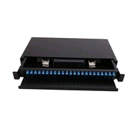 FTTH 12 24 48 96 Port SC LC FC 19-inci Panel Distribusi Serat Optik ODF untuk Dinding/Rak, Model SM/MM, Garansi 3 Tahun